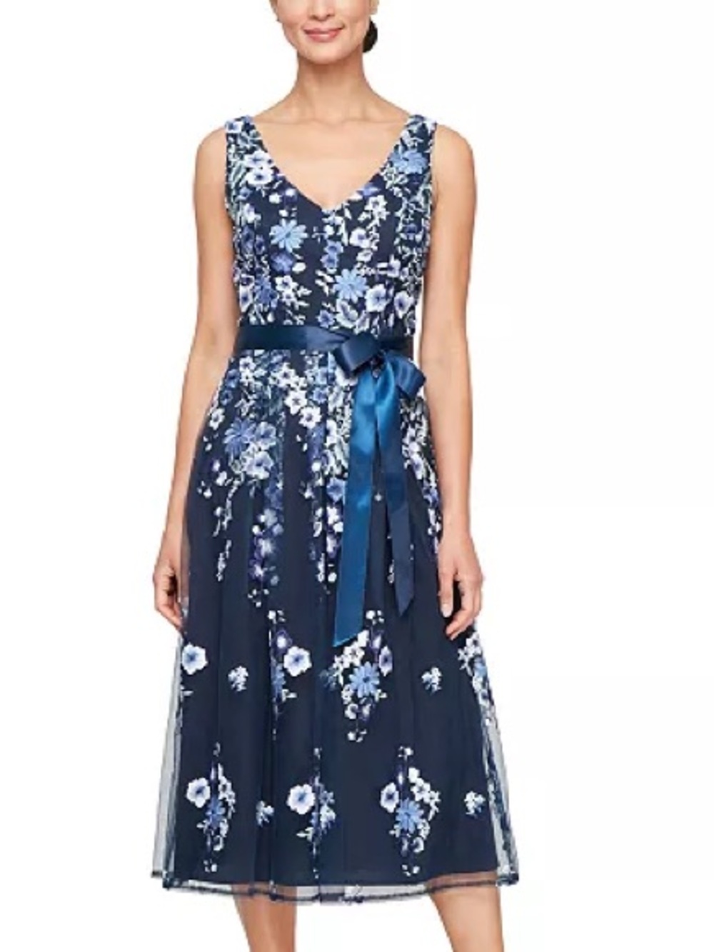 Alex Evenings Women's Embroidered Midi Dress